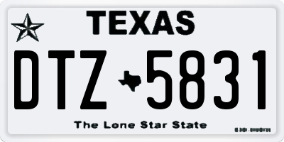 TX license plate DTZ5831