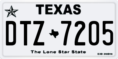 TX license plate DTZ7205