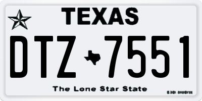 TX license plate DTZ7551