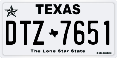 TX license plate DTZ7651