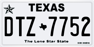 TX license plate DTZ7752