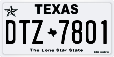 TX license plate DTZ7801