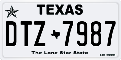 TX license plate DTZ7987