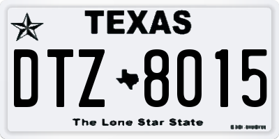 TX license plate DTZ8015