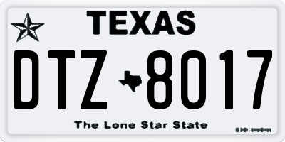 TX license plate DTZ8017