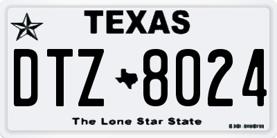 TX license plate DTZ8024