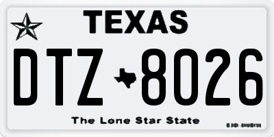 TX license plate DTZ8026