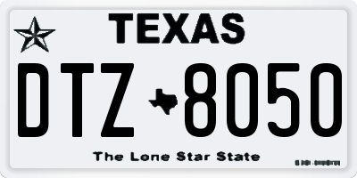 TX license plate DTZ8050