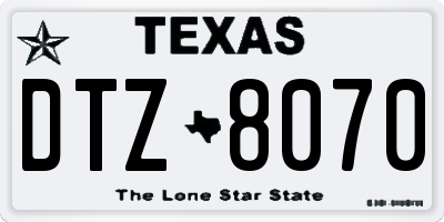 TX license plate DTZ8070