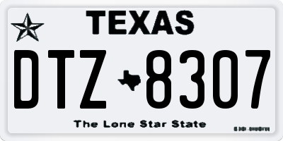 TX license plate DTZ8307