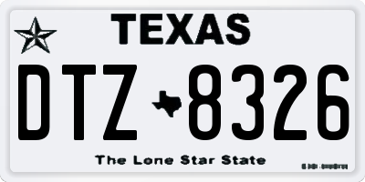 TX license plate DTZ8326