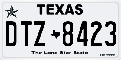 TX license plate DTZ8423