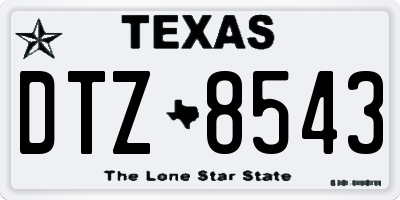 TX license plate DTZ8543