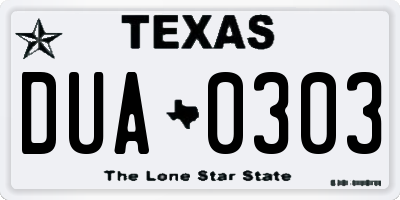 TX license plate DUA0303