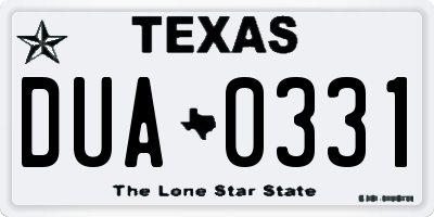 TX license plate DUA0331