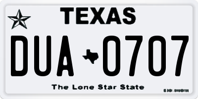 TX license plate DUA0707