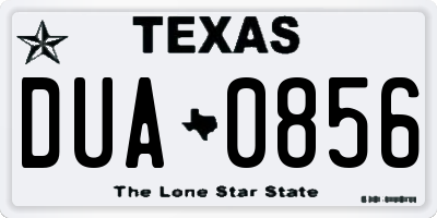 TX license plate DUA0856