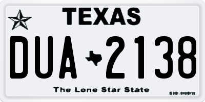 TX license plate DUA2138