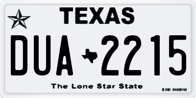TX license plate DUA2215