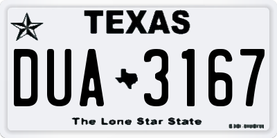 TX license plate DUA3167