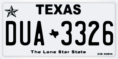 TX license plate DUA3326