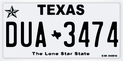 TX license plate DUA3474