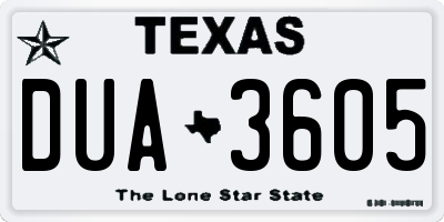 TX license plate DUA3605