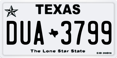 TX license plate DUA3799