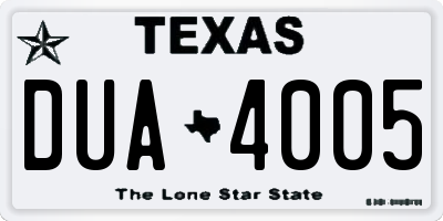 TX license plate DUA4005