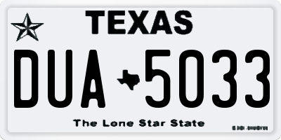 TX license plate DUA5033