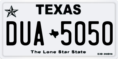 TX license plate DUA5050