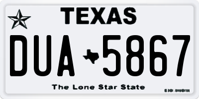 TX license plate DUA5867