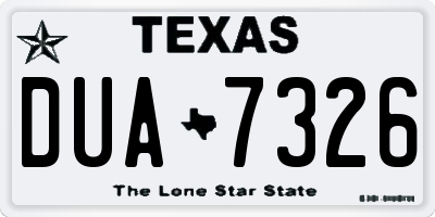 TX license plate DUA7326