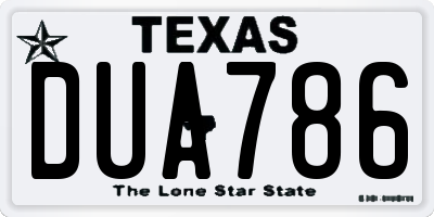 TX license plate DUA786