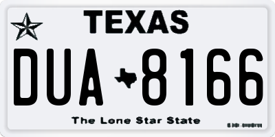 TX license plate DUA8166