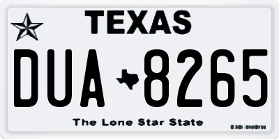 TX license plate DUA8265
