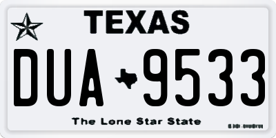TX license plate DUA9533