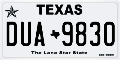 TX license plate DUA9830