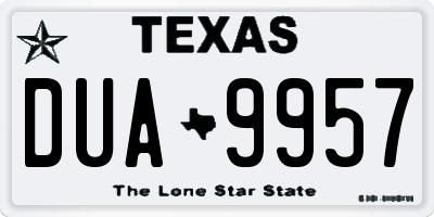 TX license plate DUA9957