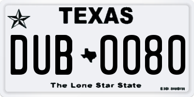 TX license plate DUB0080