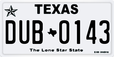 TX license plate DUB0143