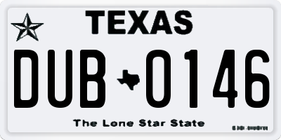 TX license plate DUB0146