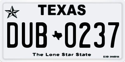 TX license plate DUB0237