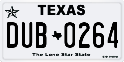 TX license plate DUB0264