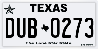 TX license plate DUB0273