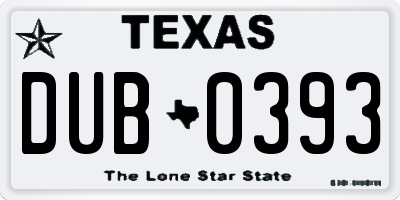 TX license plate DUB0393