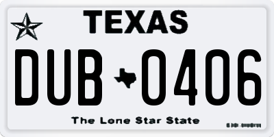 TX license plate DUB0406