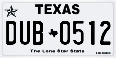 TX license plate DUB0512