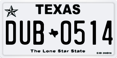 TX license plate DUB0514