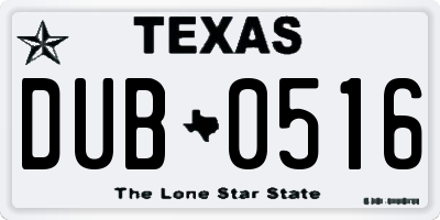 TX license plate DUB0516